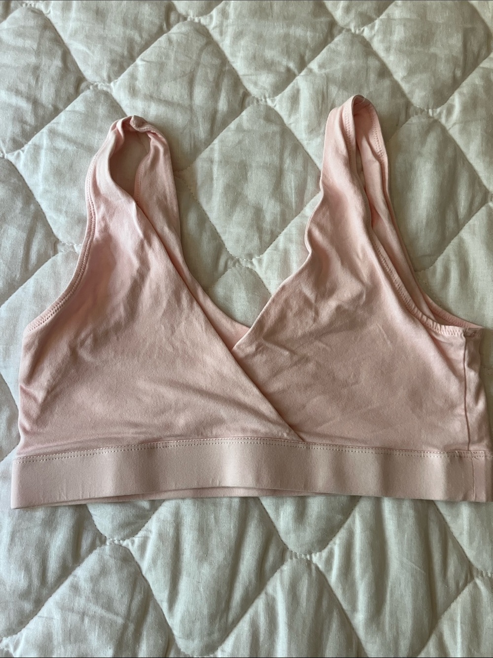 Pact Light Pink Organic Cotton Crossover Bralette Large